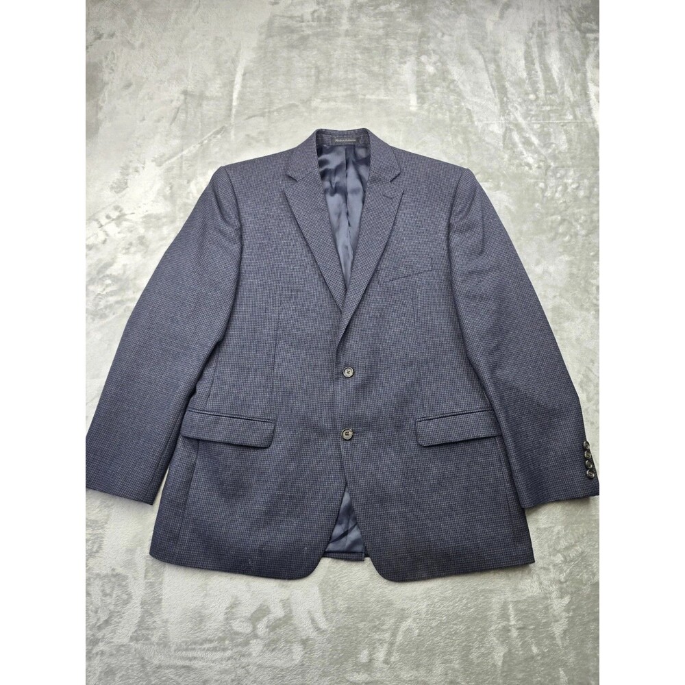 LRL Ralph Lauren Sport Coat Men 44R NavyBlue Houndstooth 100% Wool Jacket Blazer
